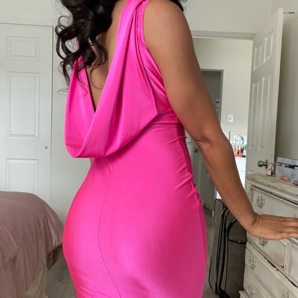 Barbie Pink Slinky Open Back Cowl Dress - Picture 11 of 13